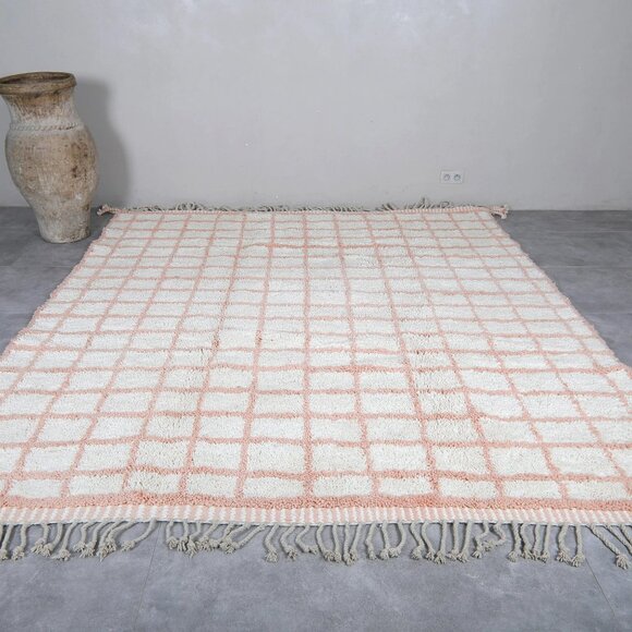 Coral Lattice - Handwoven wool rug- Authentic Craftsmanship-10ftx8ft - Picture 2 of 8